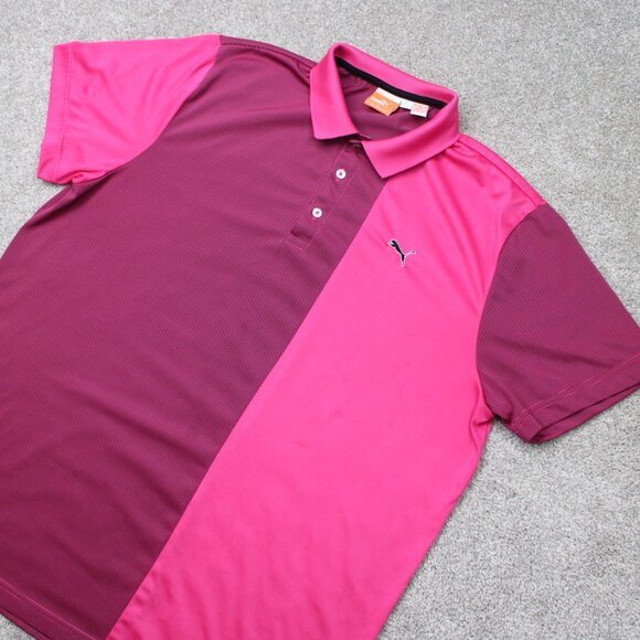 Puma Polo Shirt Mens XL Pink 2 tone Golf New Wave Short Sleeve Pullover - Picture 5 of 13
